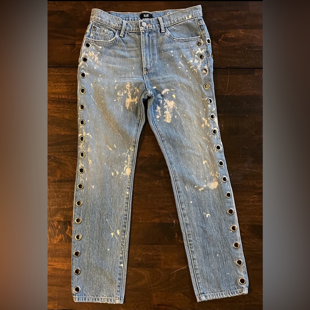 Made Gold Standard Paint Splatter Side Grommets Denim Jeans Women’s Size 24